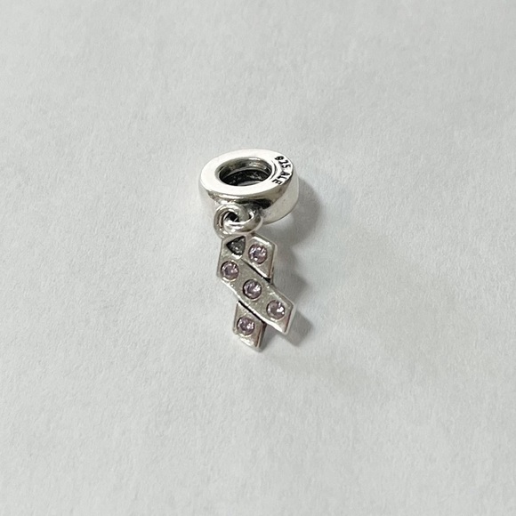 Pandora Authentic .925 ALE Sterling Silver Breast Cancer Ribbon Charm Pink - Picture 2 of 7